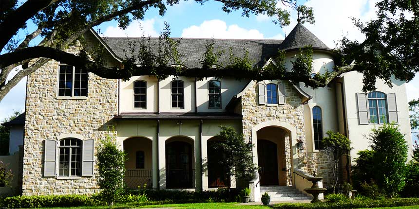 Tudor Style custom built home by Watermark Builders building homes in Houston Texas