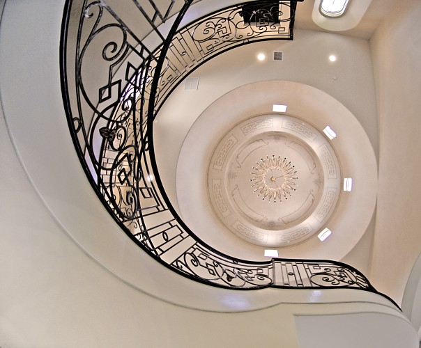 Bellaire Showcase Home 2007 by luxury home builder Watermark Builders stairway ceiling view-croped